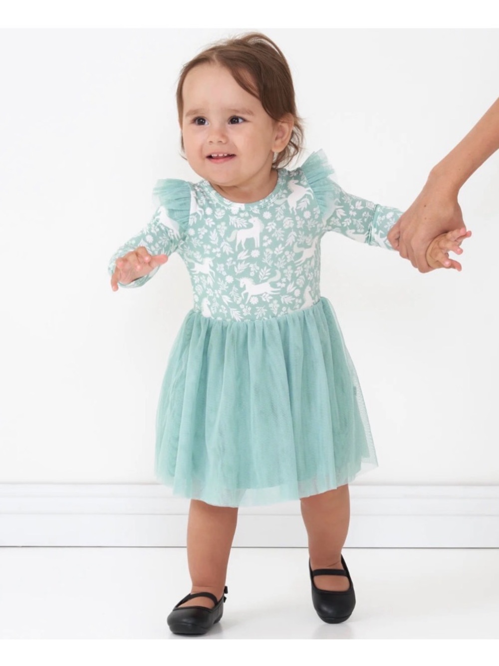 Little Sleepies Unicorn Garden Long Sleeve Flutter Tutu Dress with Bloomer